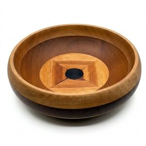 W. Lind Nanaimo BC Segmented Wood Bowl 8.5" Artisan Handmade Hardwood Canada VTG